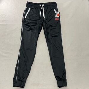 NWT Southpole Mens Drawstring Tech Fleece Jogger Track Pants Black White Medium